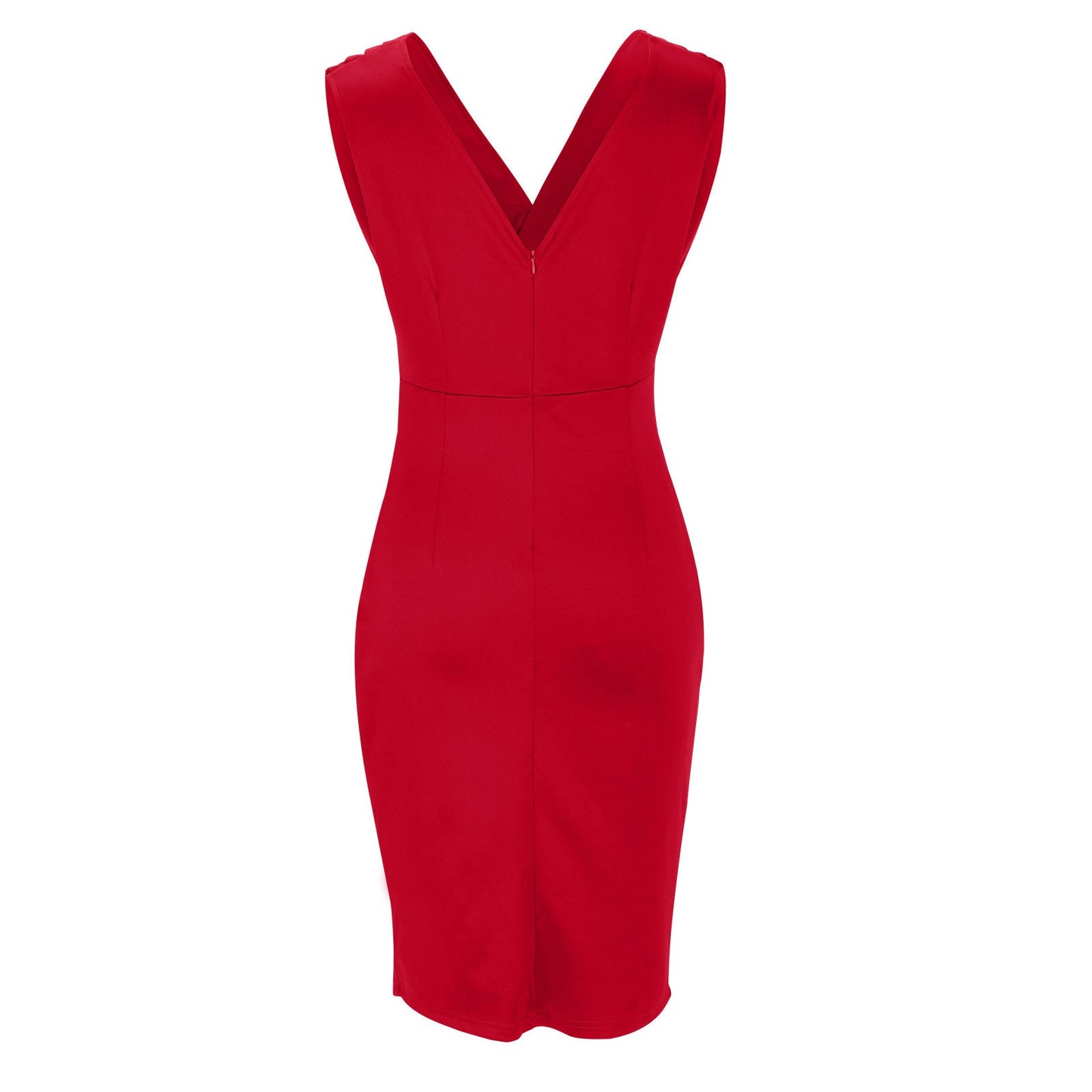 Robe moulante femme en tissu premium avec décolleté en V et fente élégante